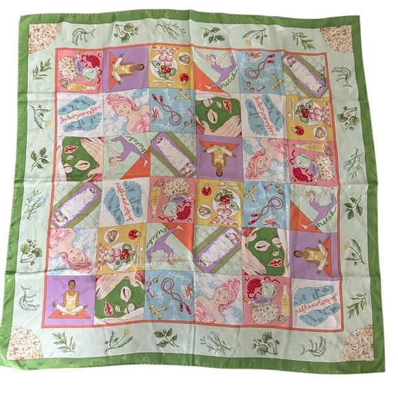 Nicole Miller Accessories - Nicole Miller Colorful Spa-Themed/Relaxation Silk Square Scarf  34x34